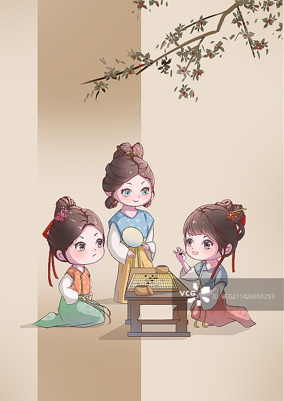 Q版古风少女图片素材