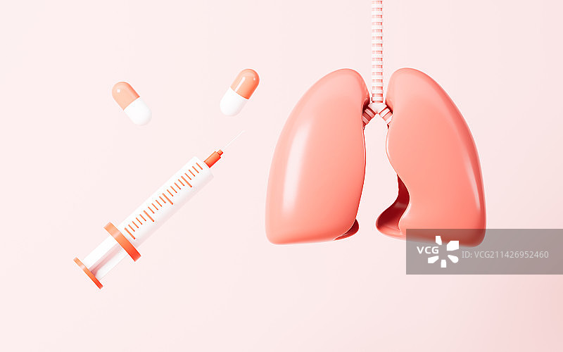 肺部模型与药物治疗3D渲染图片素材