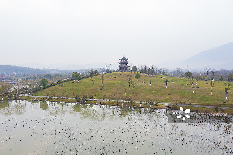 安徽池州市青阳县芙蓉湖航拍图片素材