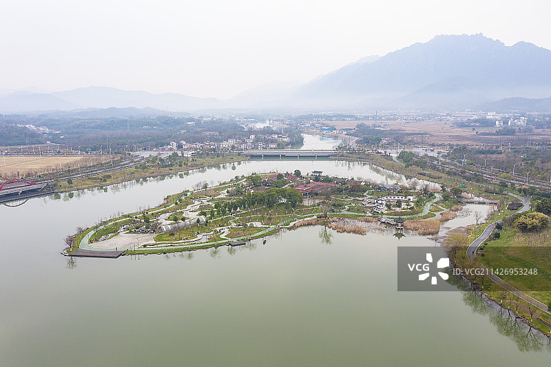 安徽池州市青阳县芙蓉湖航拍图片素材