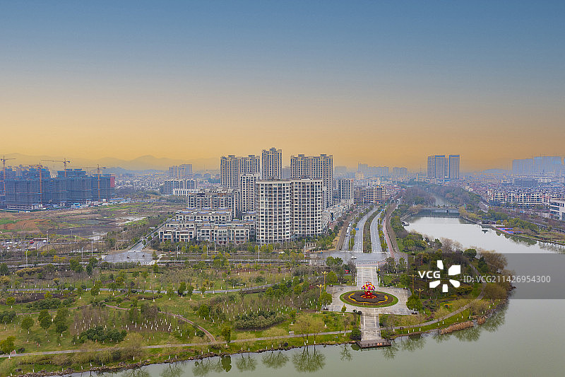 安徽池州市青阳县芙蓉湖航拍图片素材