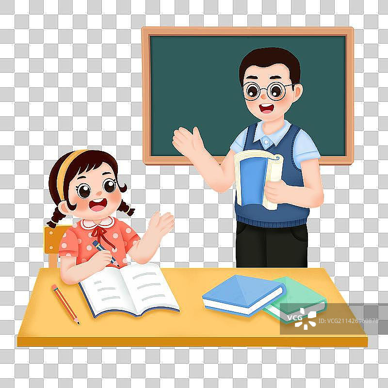 上课老师与学生互动交流，教学图片素材