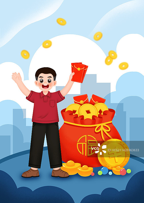 发红包的人，福袋，金币图片素材