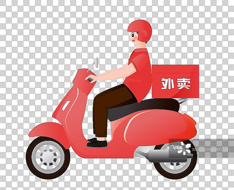 红色外卖机车骑手图片素材