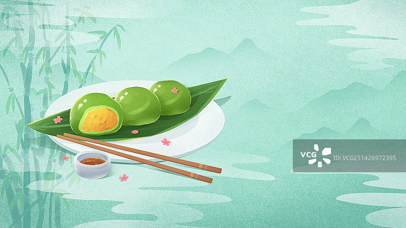 清明寒食节二十四节气文化习俗清明节青团美食图片素材