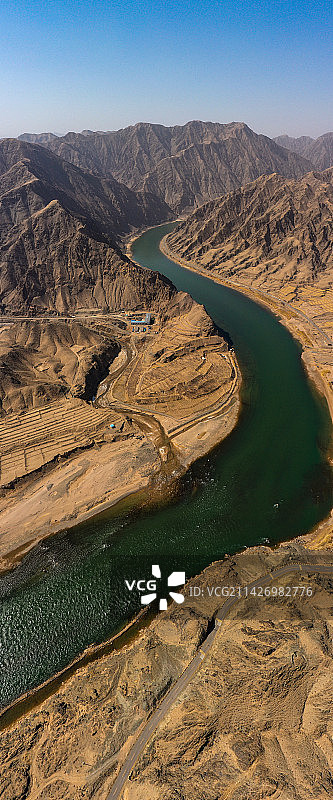 宁夏中卫北长滩段黄河初春航拍20230309图片素材