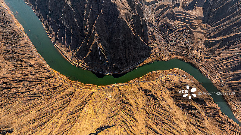 宁夏中卫北长滩段黄河初春航拍20230309图片素材