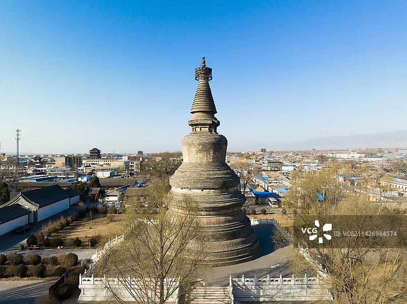 航拍山西省忻州市代县阿育王塔图片素材