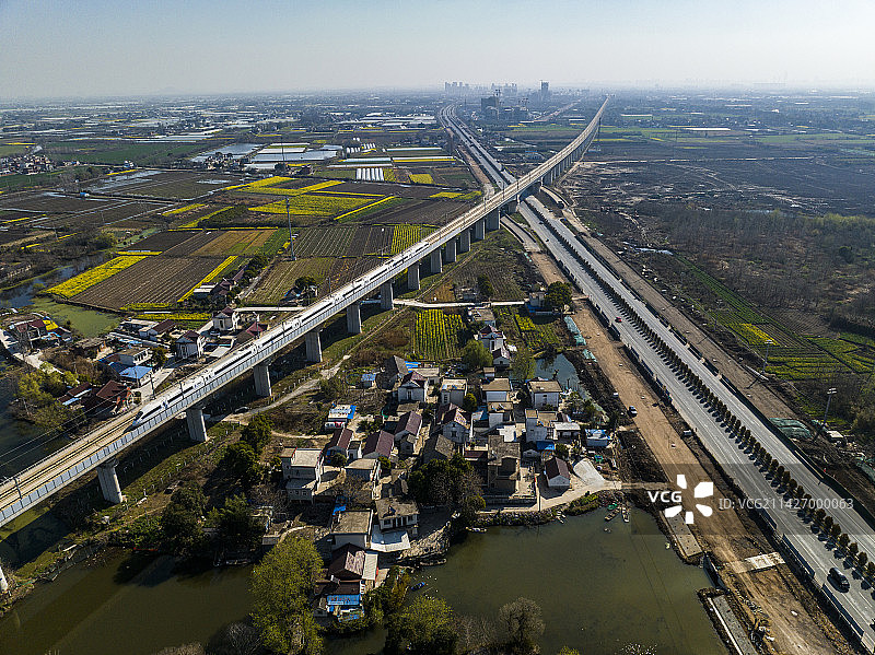 航拍安徽省芜湖市鸠江区二坝镇风光图片素材