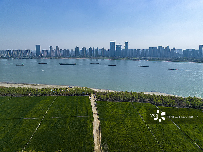 航拍安徽省芜湖市鸠江区二坝镇风光图片素材