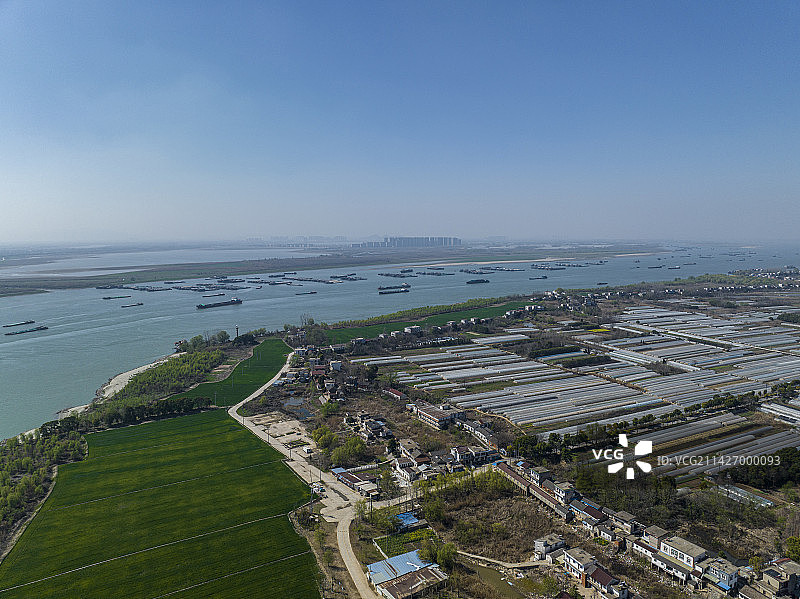 航拍安徽省芜湖市鸠江区二坝镇风光图片素材