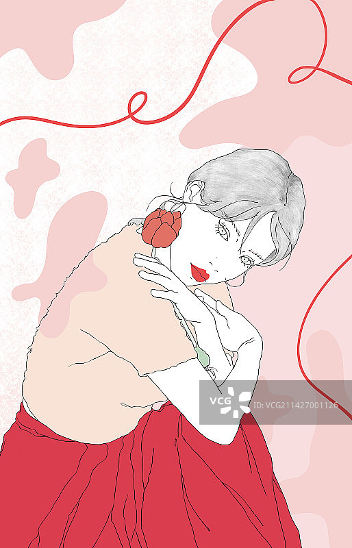 一个年轻的女人的画像图片素材