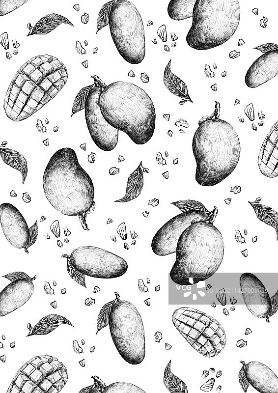 白色背景上的芒果的全帧拍摄图片素材