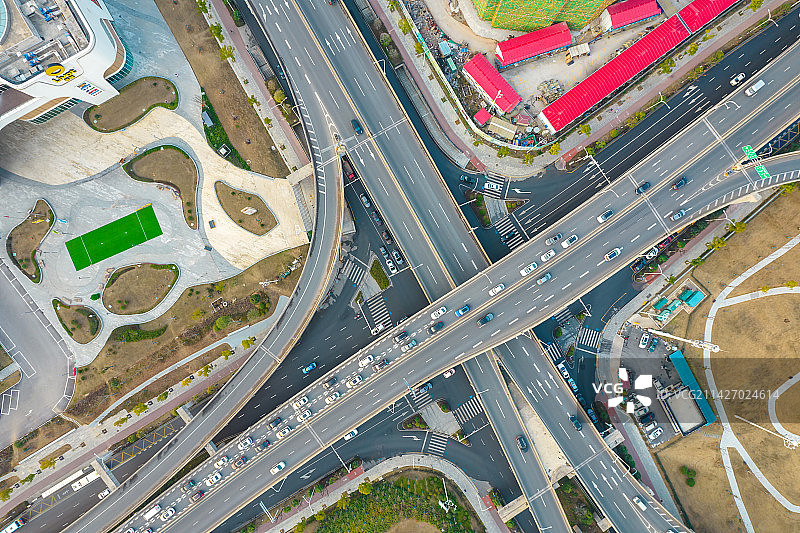 湖南省长沙市湘府路高架桥与潇湘南路立交桥航拍图片素材