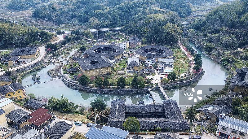 航拍福建南靖土楼群图片素材
