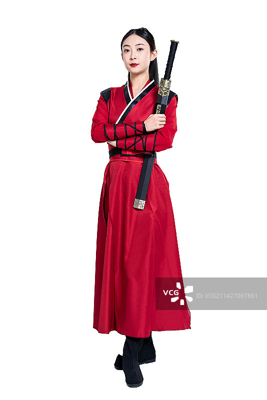 手握长剑的女侠客图片素材