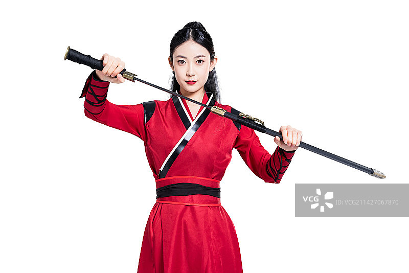 手握长剑的女侠客图片素材