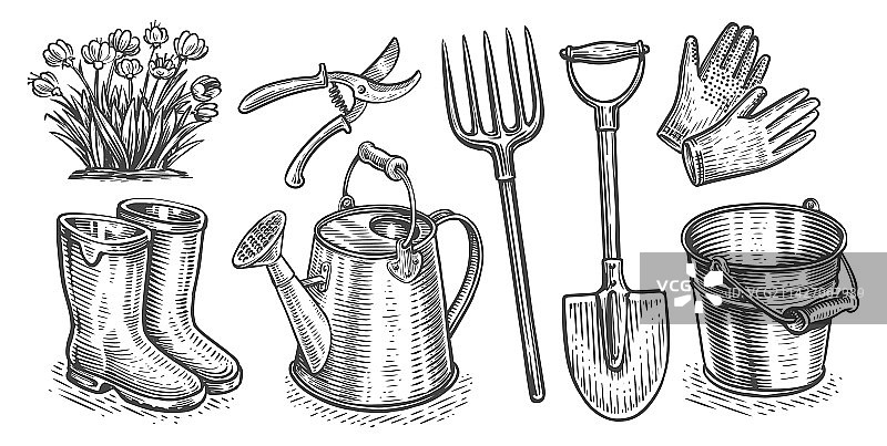 园艺工具设备套装图片素材