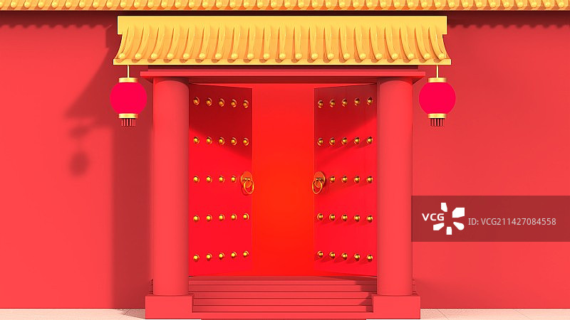 红色大门图片素材