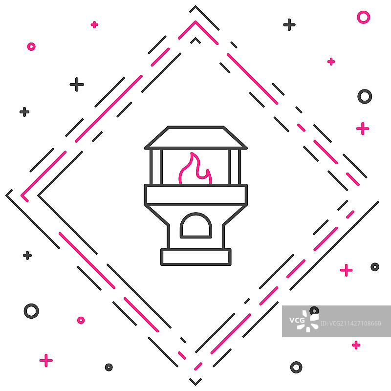 白色背景上的线条砖炉图标图片素材