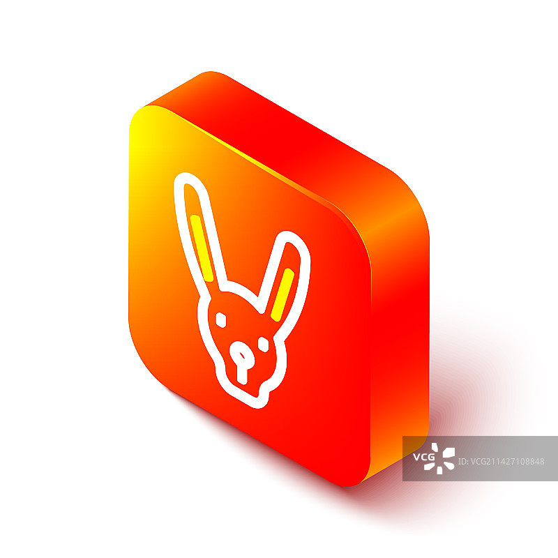 2.5D线条兔子耳朵图标，隔离背景图片素材