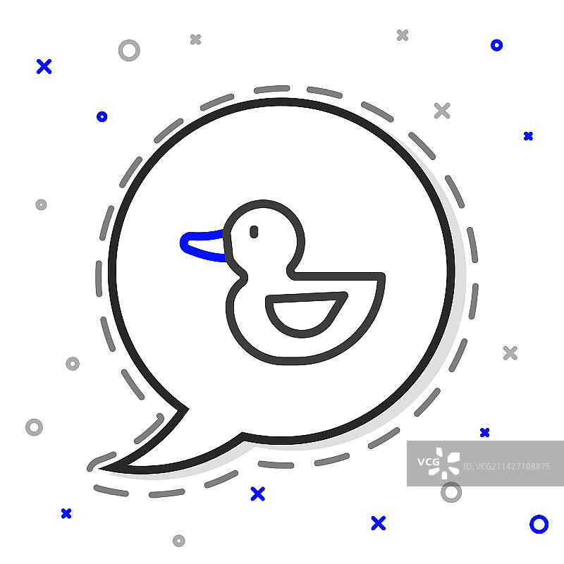 白色背景上的线条橡皮鸭图标图片素材