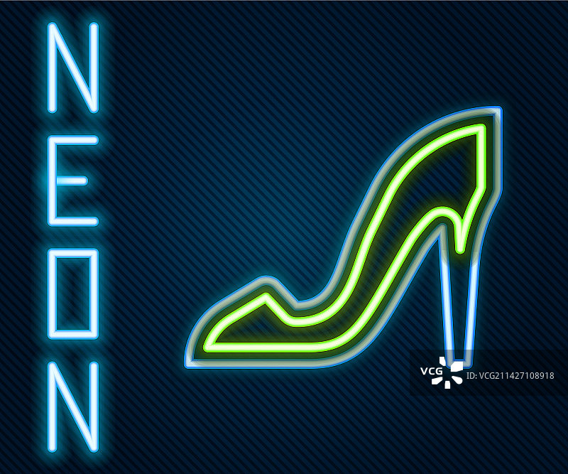 发光霓虹高跟女鞋图标图片素材