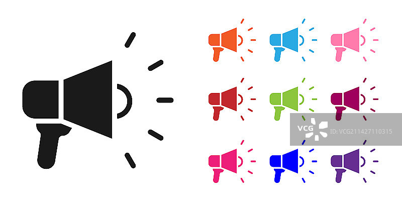 白色背景上的黑色扩音器图标图片素材