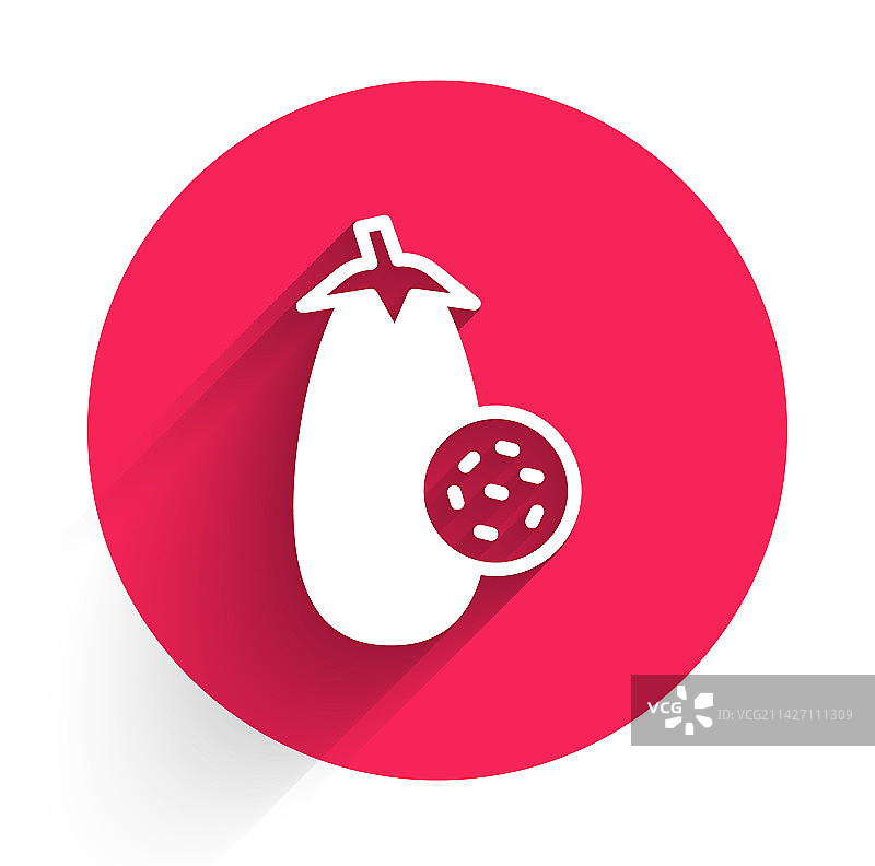 带有长阴影的白色茄子图标图片素材