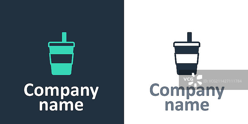 带饮用吸管和水的纸杯标志图片素材