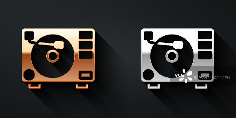 金色银色黑胶唱片播放器图片素材