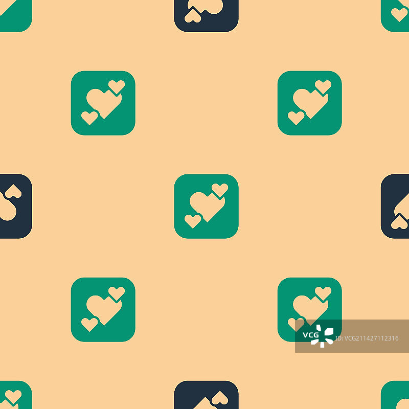 绿色黑色心形图标（无缝）图片素材