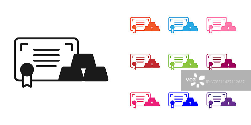 带有证书图标的黑色金条图片素材