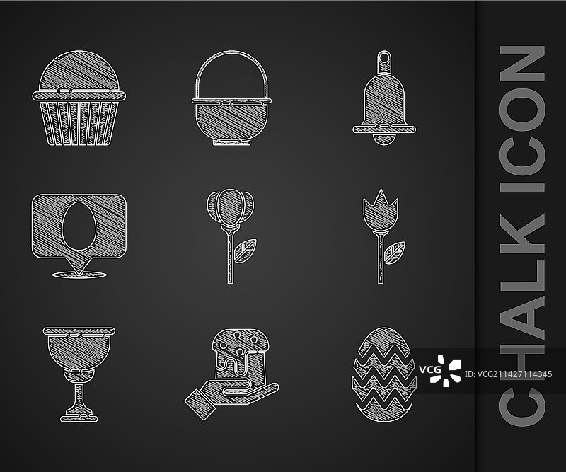 花卉、郁金香、手和复活节蛋糕图片素材