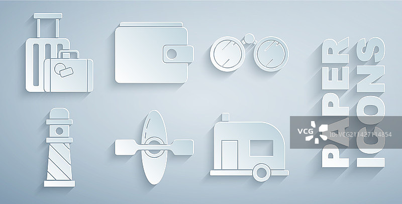 皮划艇或独木舟望远镜灯塔房车套装图片素材