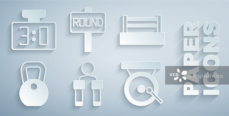 跳绳、拳击台、杠铃与锣图片素材