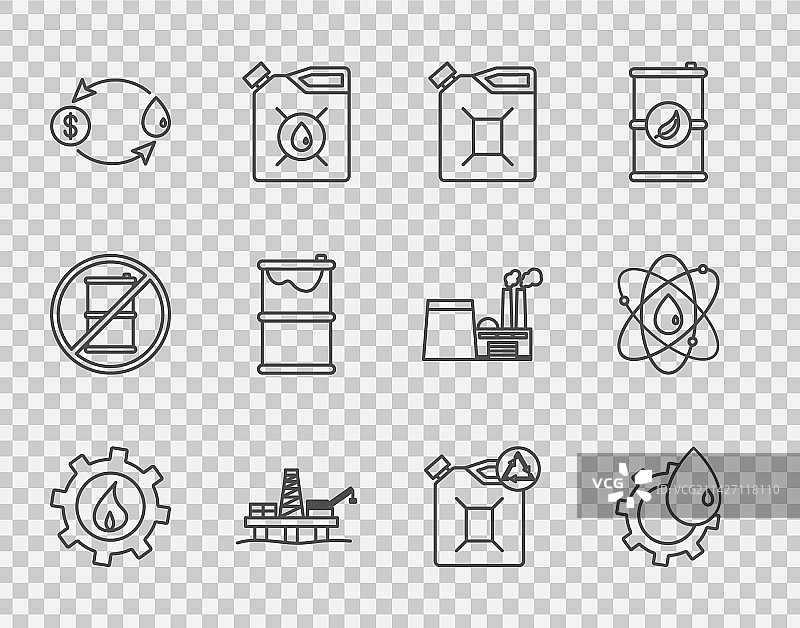 工业工厂、油和罐线稿图片素材