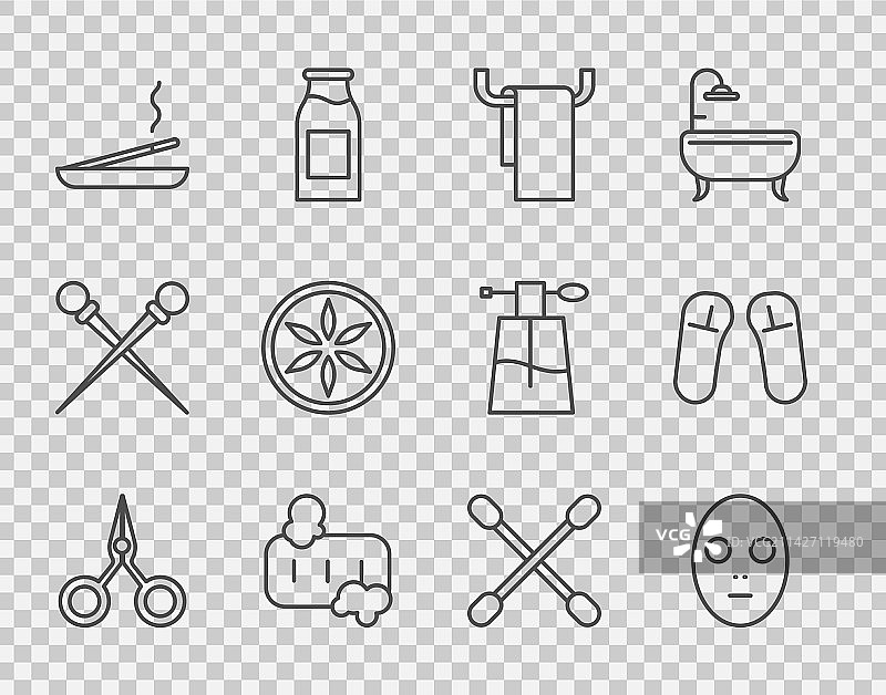 剪刀面膜毛巾线条素材图片素材