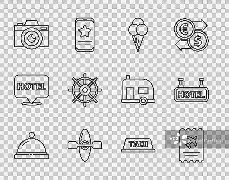 酒店服务铃机票线性图标图片素材