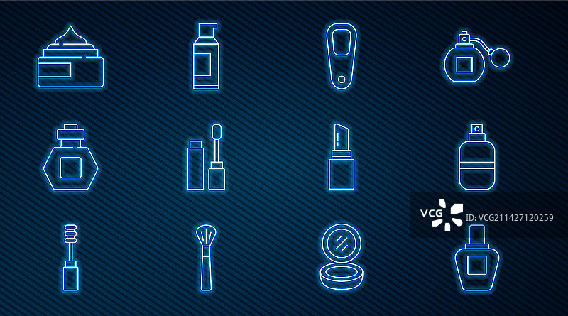 香水、浮石、睫毛膏刷等线条元素图片素材