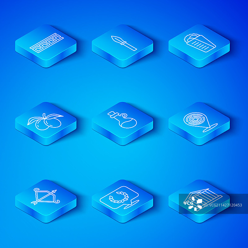 中世纪弓箭与箭、橄榄油瓶图片素材