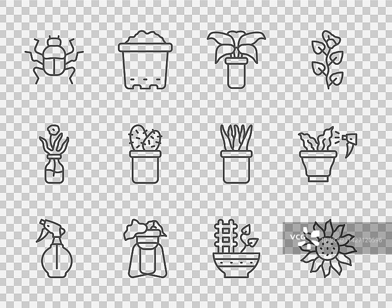 喷雾瓶与异域花卉线条图片素材