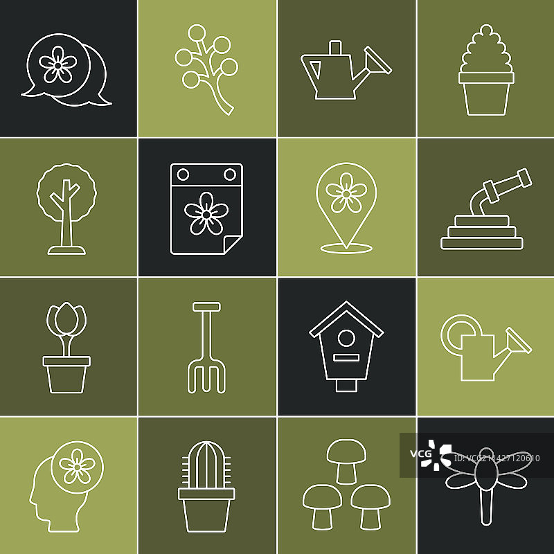 蜻蜓浇水壶与花园水管图片素材