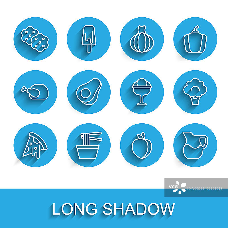 线条披萨片亚洲碗面图片素材