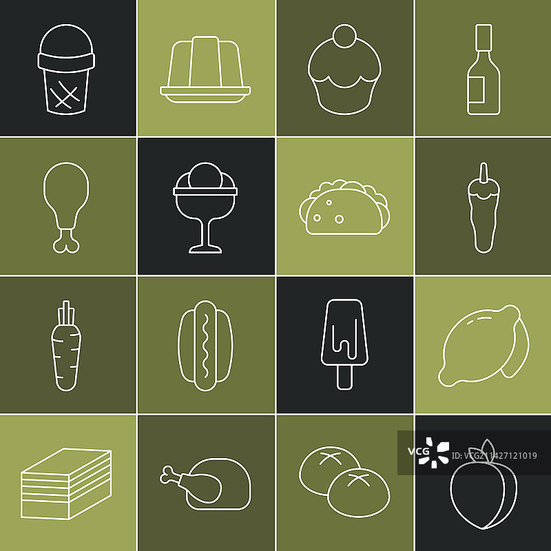 李子柠檬辣椒线性组合图片素材