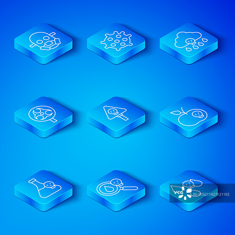 装有毒液、骨骼和头骨的烧杯线条图片素材