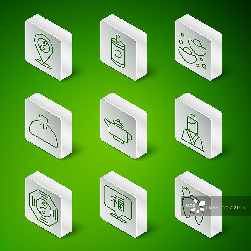 线条图案：中国风幸运饼干、新年阴阳图片素材