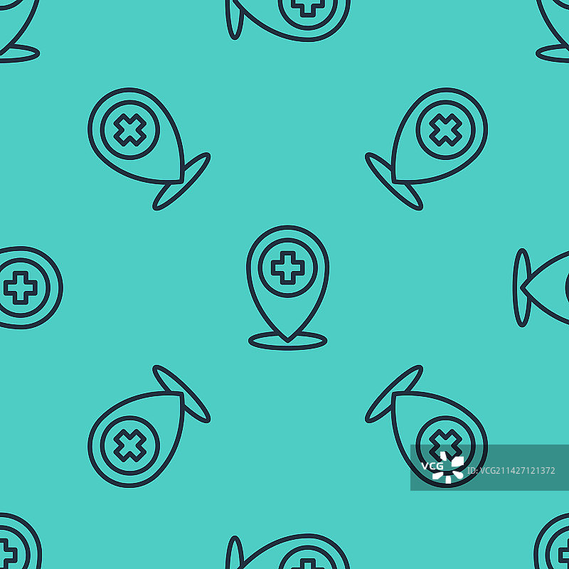 带有十字医院标志的医疗地图黑色线条指针图片素材