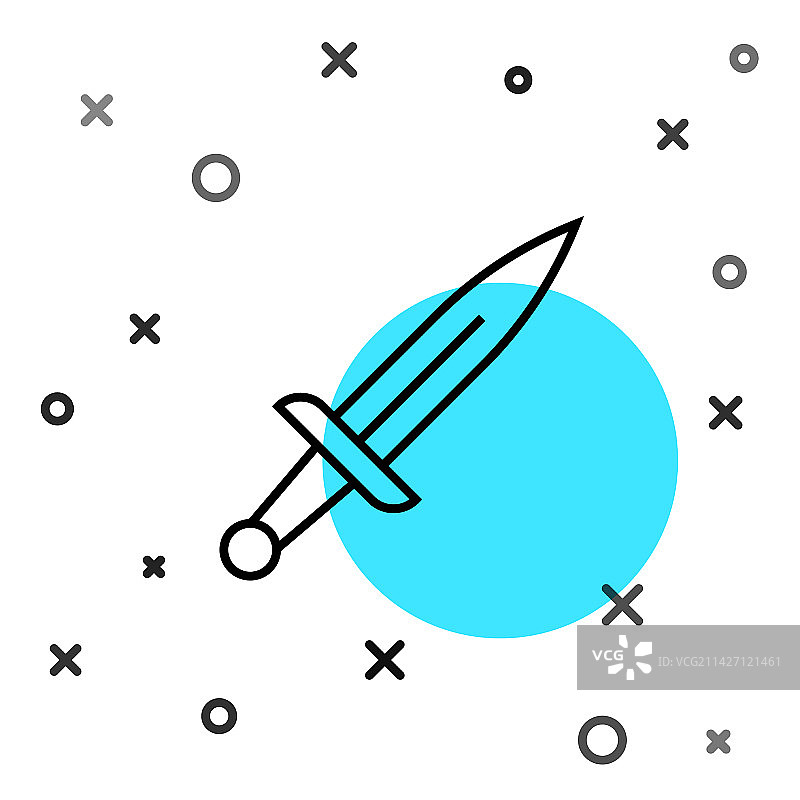 白色背景上的黑色线条匕首图标图片素材