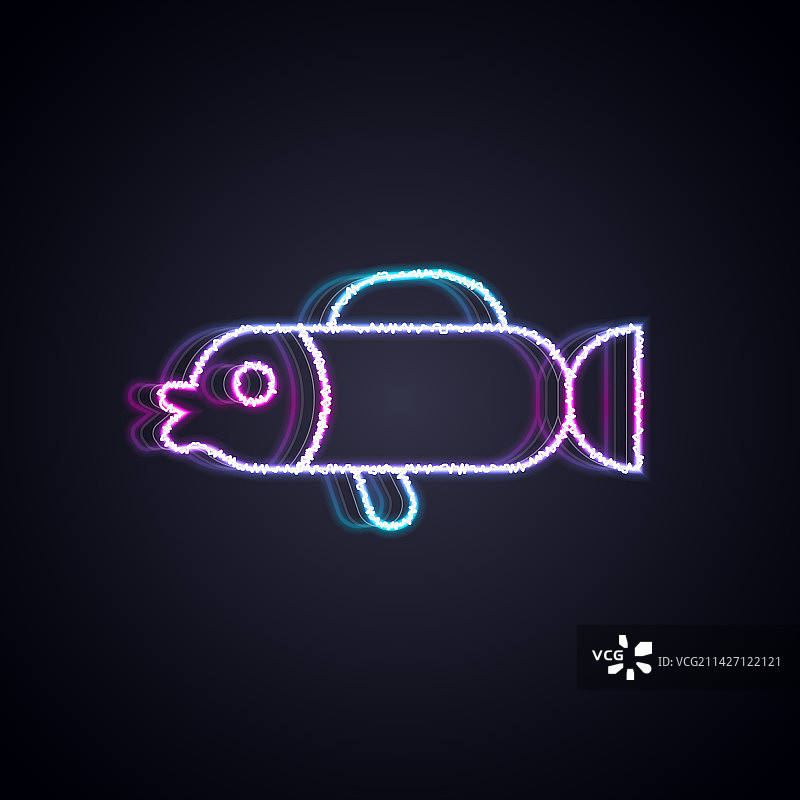 河豚霓虹灯图标图片素材